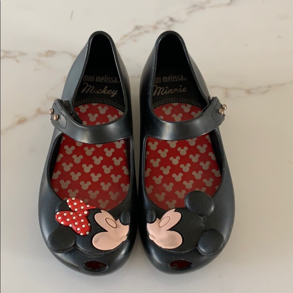Kissing Minnie Mickey peep toe Mary Janes